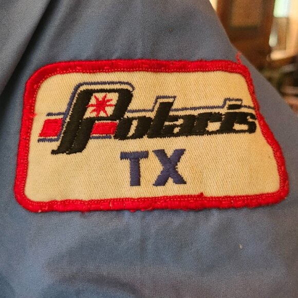 Vintage Polaris Snowmobile Jacket | Blue Hooded Coat with Patch | Unisex - Picture 2 of 4